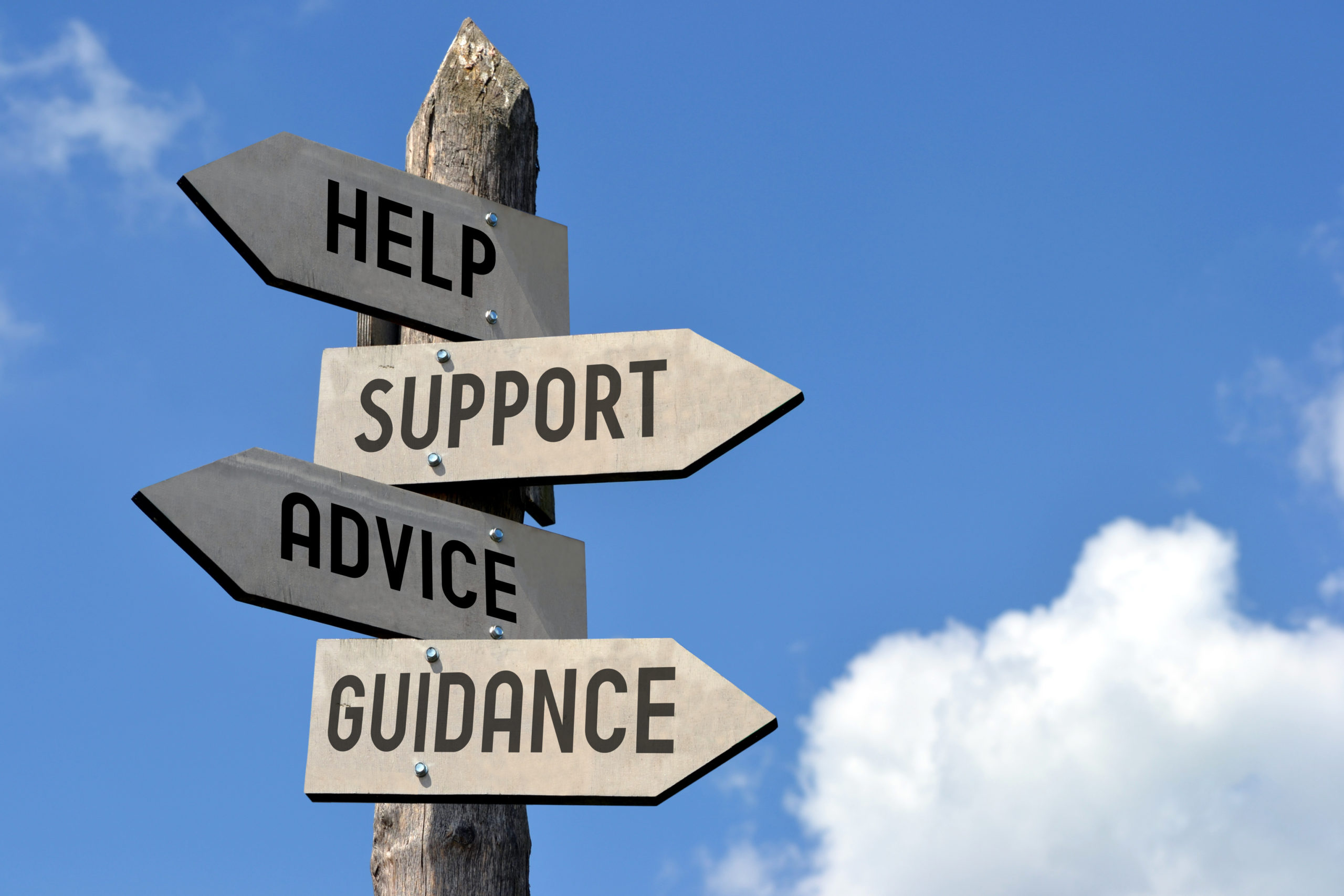 Help, support, advice, guidance signpost.