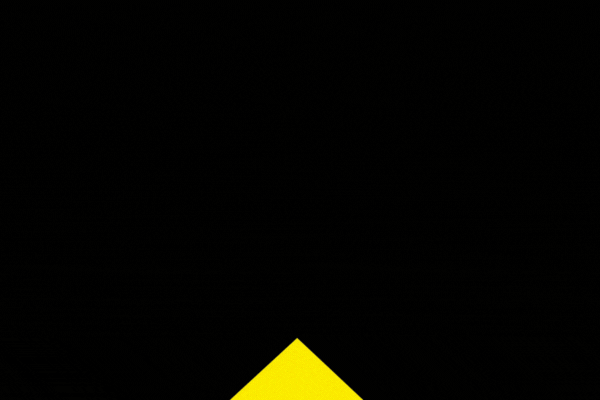 Yellow swipe up pointing solid arrow icon. Up direction animated arrow on black background