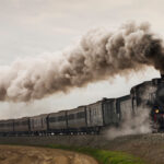vintage black steam train