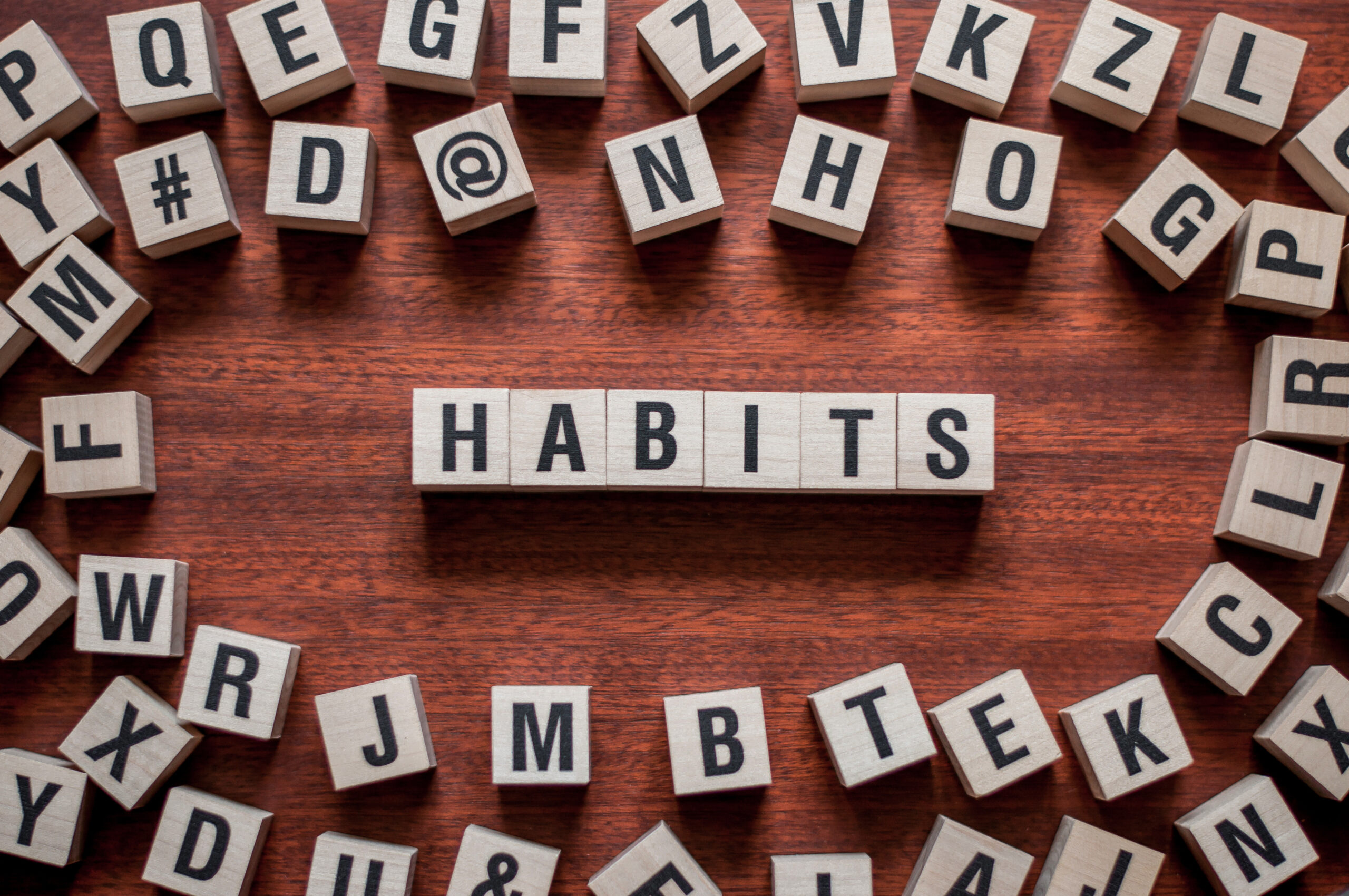 Habits word concept on cubes