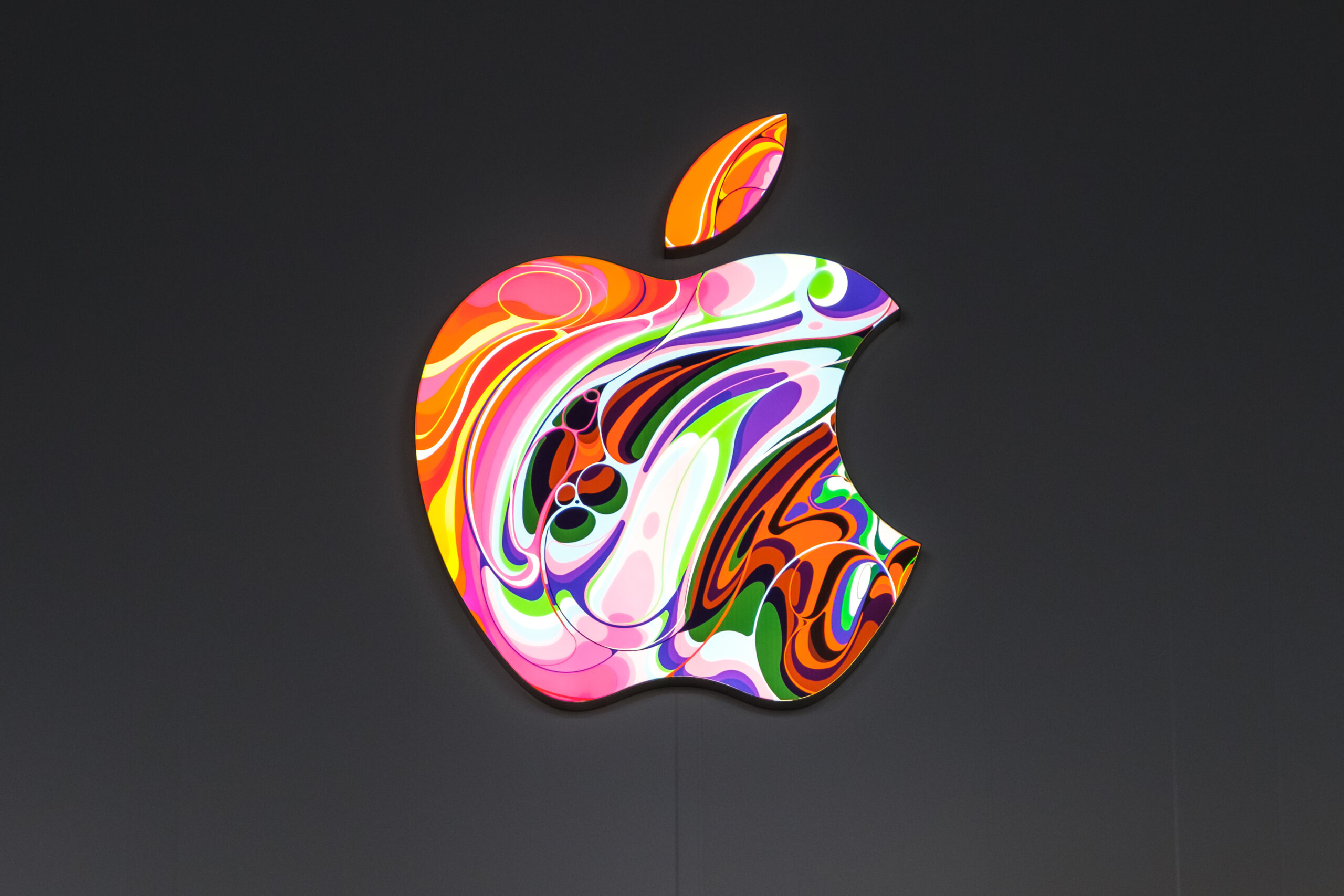 Colorful Apple logo while making creative updates on apple store