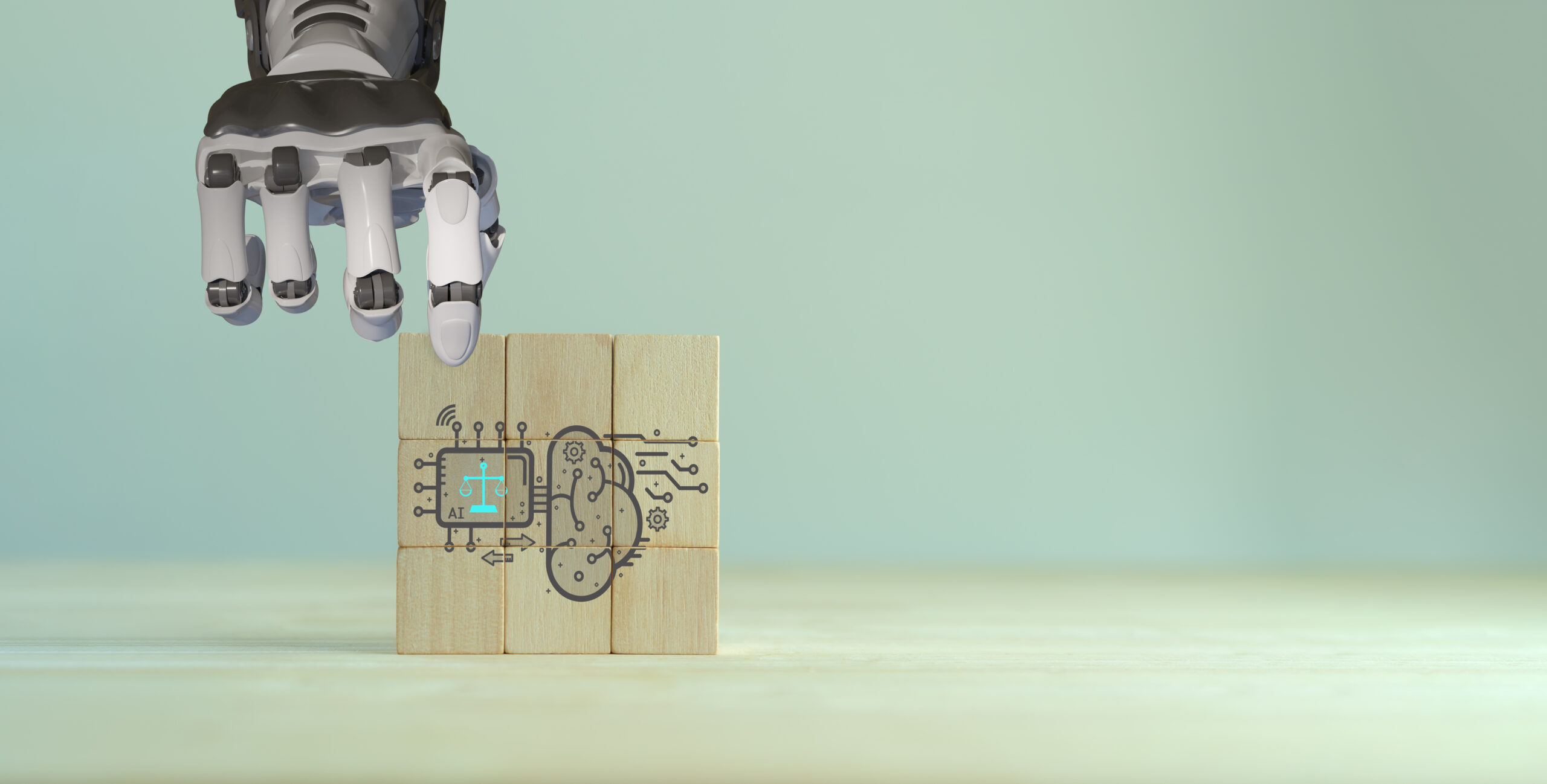 AI ethics or AI Law concept. Developing AI codes of ethics. Comp