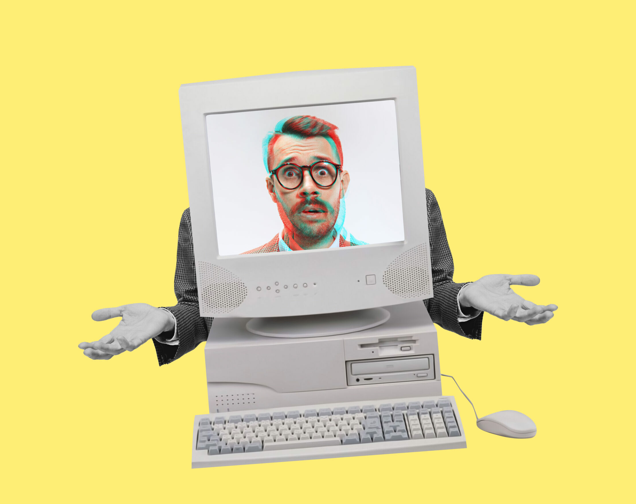 Contemporary art collage and modern design. Male gaze from the past. Concept of idea, inspiration, creativity and art. Minimalism