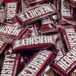 Denver, Colorado - November 13, 20020: Hershey's brand milk chocolate candy bars on a white background.