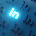 Stand Out on Social Media Concept. Glowing LinkedIn Logo
