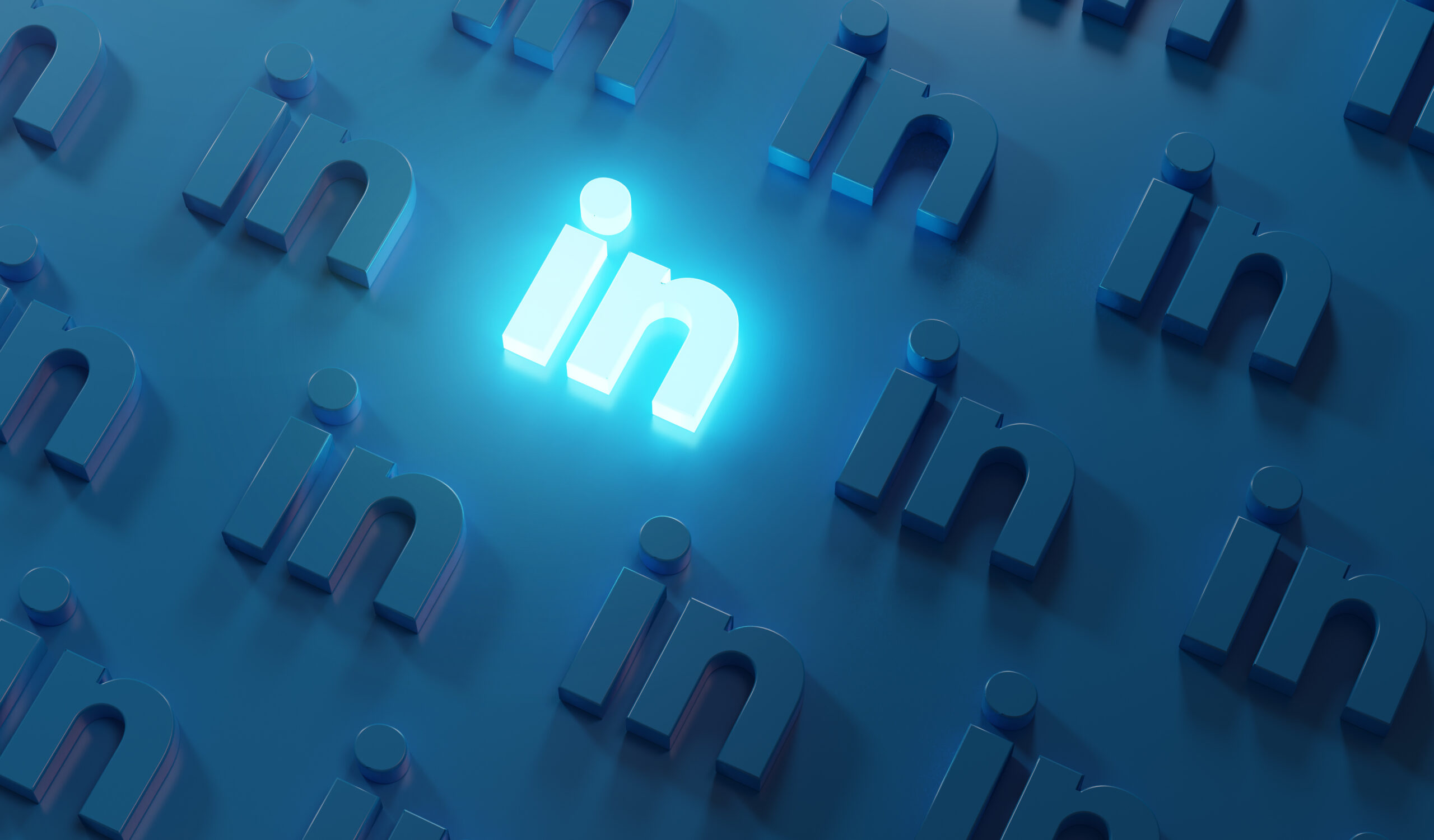Stand Out on Social Media Concept. Glowing LinkedIn Logo