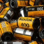 A lot of Kodak film cartridge. Used and empty cartridges colorf