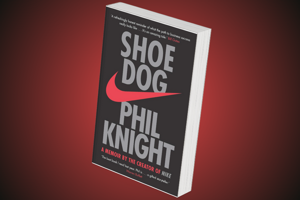 3D image of the book "Shoe Dog: A Memoir by the Creator of Nike" by Phil Knight