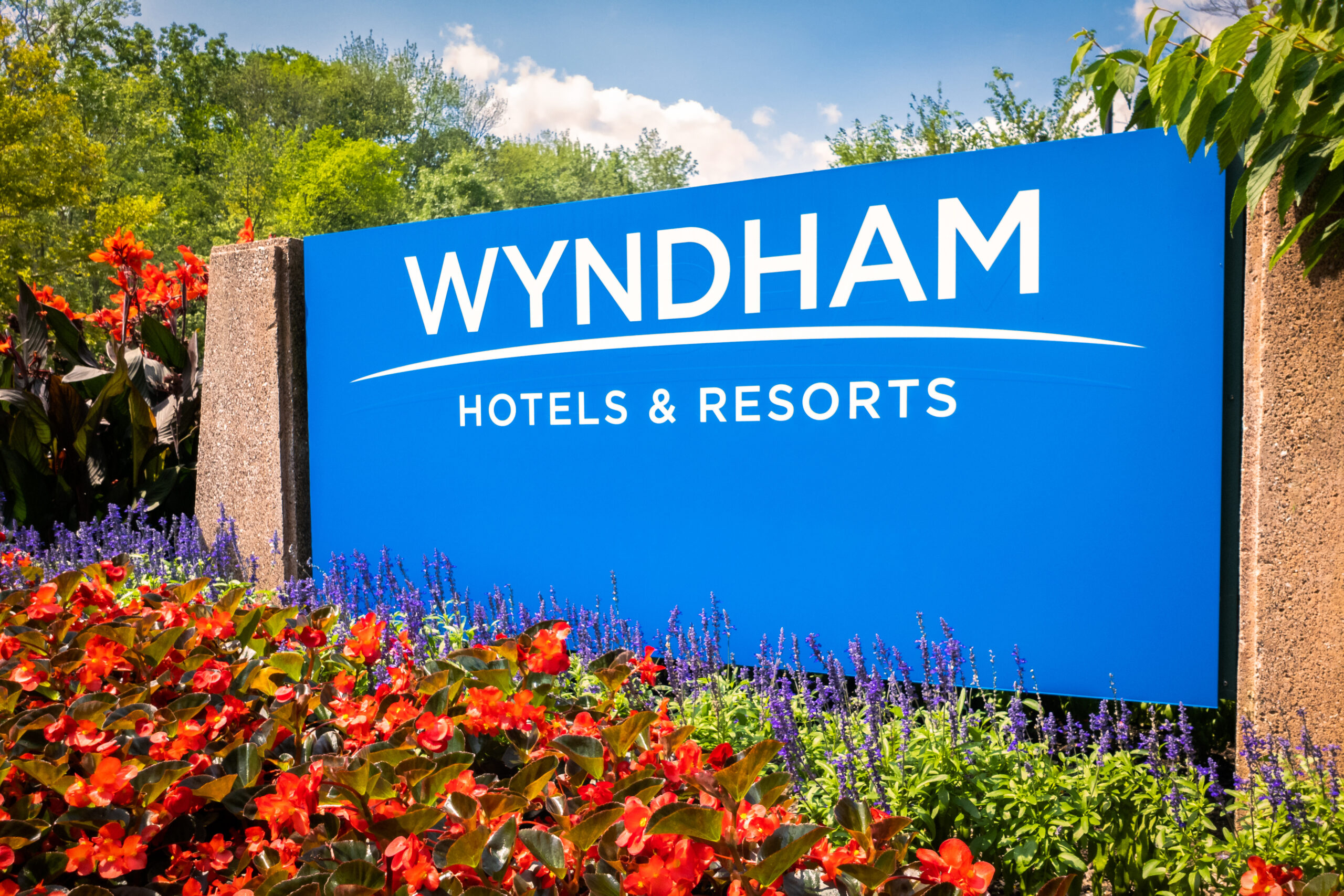 Wyndham Hotels and Resorts headquarters entrance sign. Wyndham Hotels and Resorts is an international hotel and resort chain based in the United States.