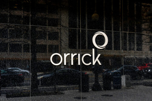 Orrick sign on the wall in Washington DC, USA