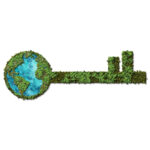 Green Key Environment day concept 3d design. Happy Environment day, 05 June. Isolated 3d render natural key symbol in white background