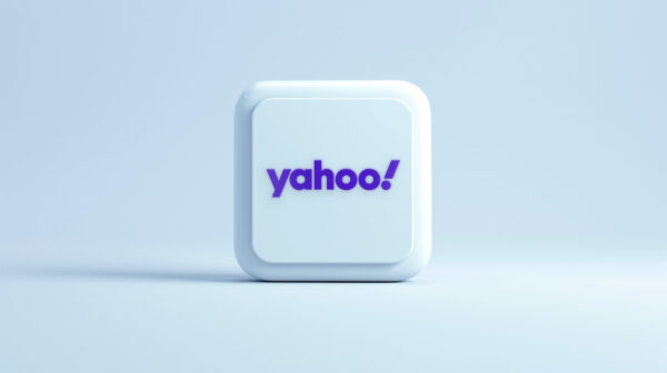 Yahoo! app 3d icon on a pale blue background