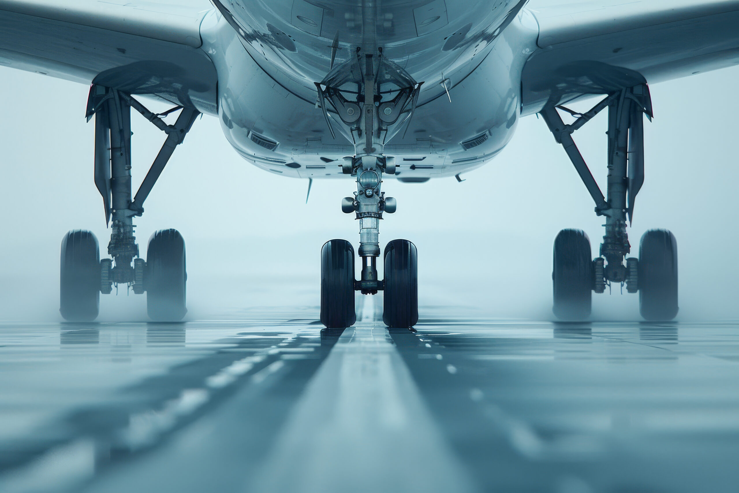 A large airplane is parked on the runway with its wheels down