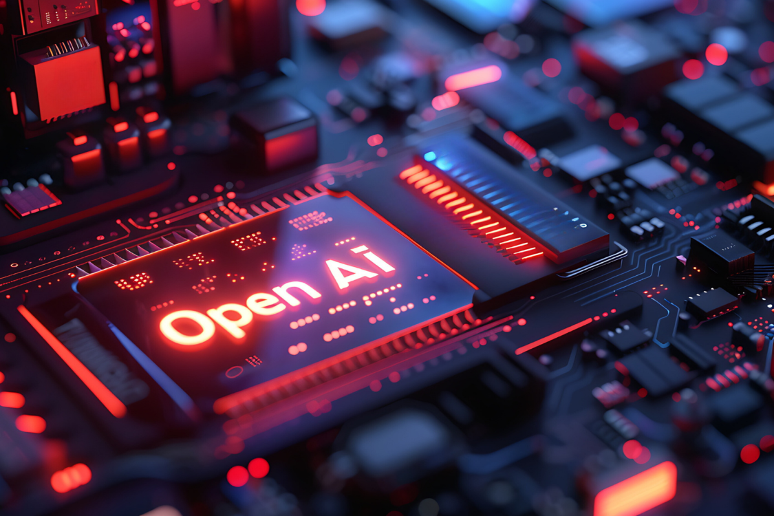 futuristic text of OPEN AI on circuit board