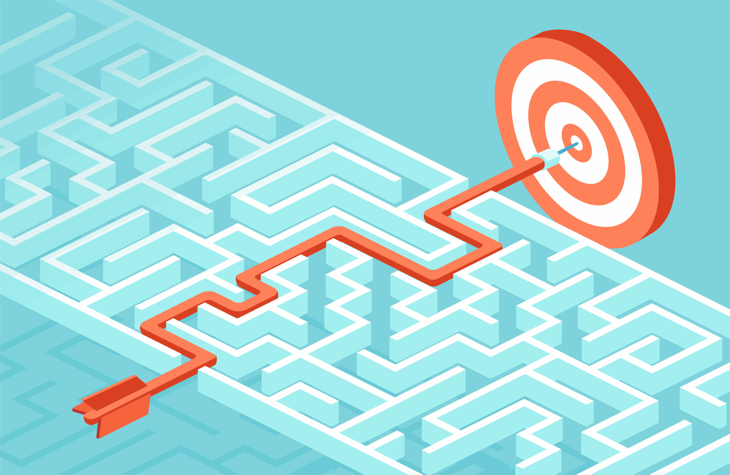 Vector concept for business strategy and planning to overcome obstacles and challenges to reach a sucess.