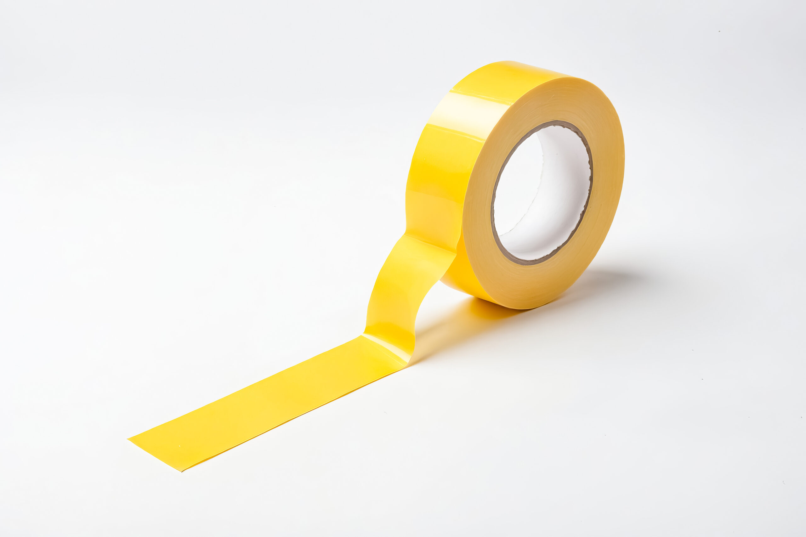 Yellow Duct Tape Roll on White Background