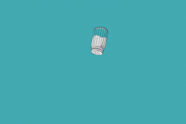 Seamless loop animation of a salt shaker