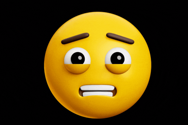 Afraid. nervous face emoji, 3d emoticon animation, Alpha channel, Transparent video