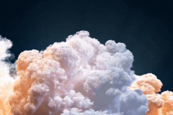 Space Shuttle In The Clouds Of Smoke. 3D Animation.