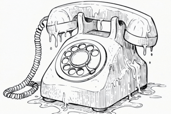 Cartoon phone dripping as if it is melting