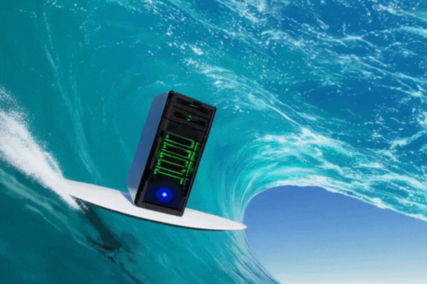 Server riding wave