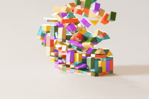 Colorful wooden blocks gradually laid down into a perfect house form