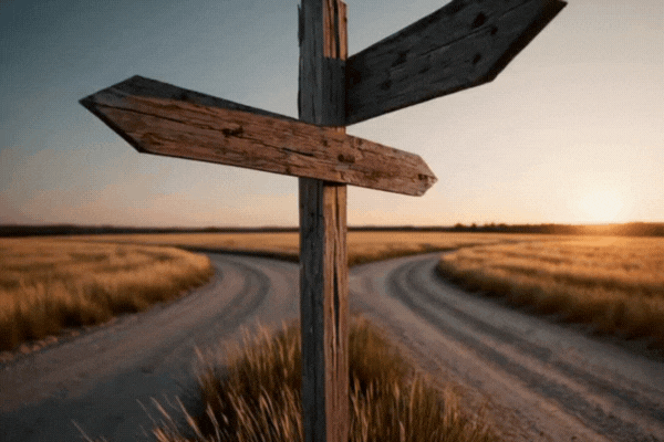 Sign at a crossroads.