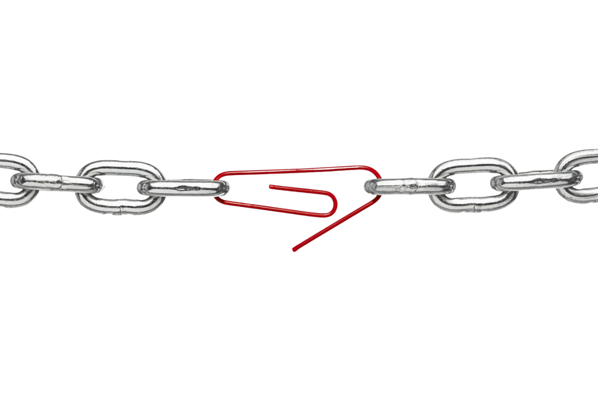 broken metal chain link paper clip office
