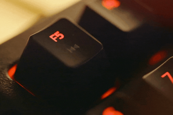 Hitting glowing F5 key on mechanical keyboard