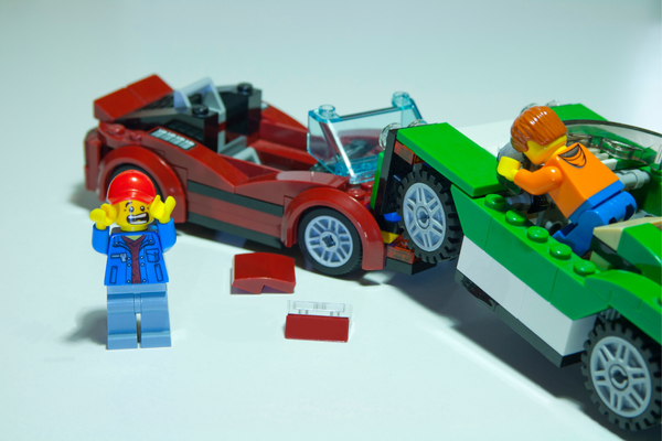 traffic accident concept made with lego minifigures