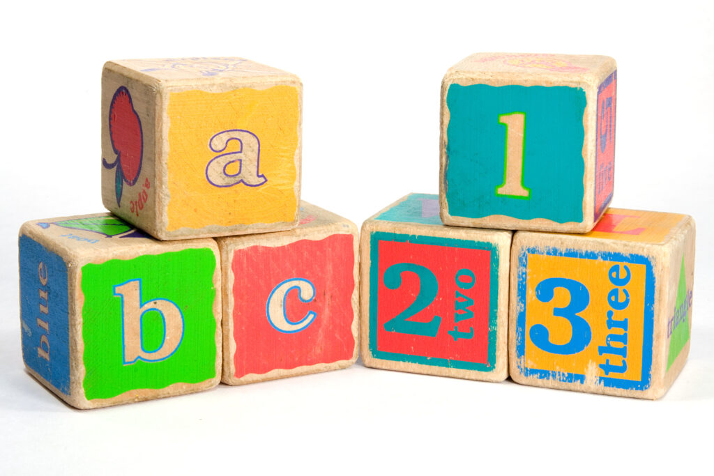 Childs toy blocks for education and learning the A B Cs