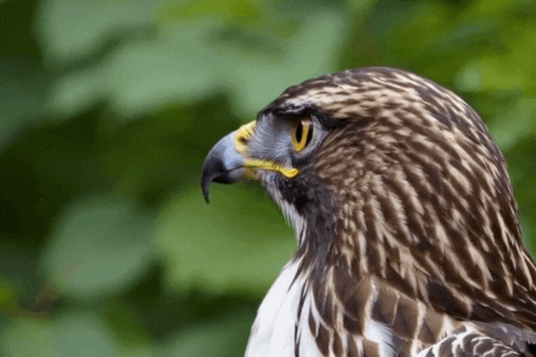 A close up of a hawk scanning the area
