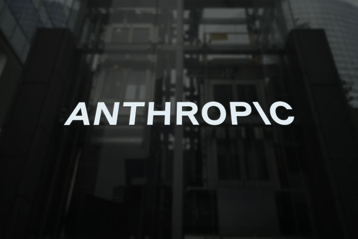 Logo of Anthropic on the building window, artificial intelligence ANTHROPIC brand on a wall.