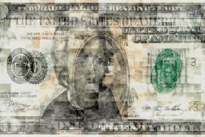 Dollar money currency symbol technology loop concept