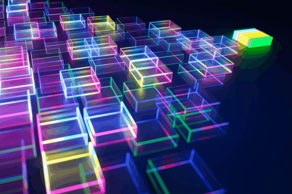 Glowing neon cubes