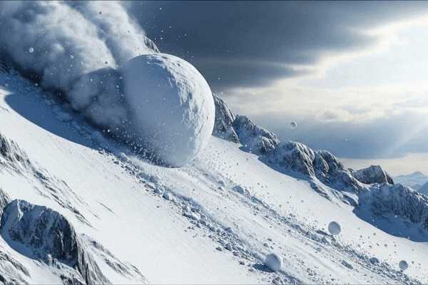 Save to Library Download HD Preview Find Similar File #: 1722558369 Snowball rolling downhill on alpine slope beneath cloudy winter sky