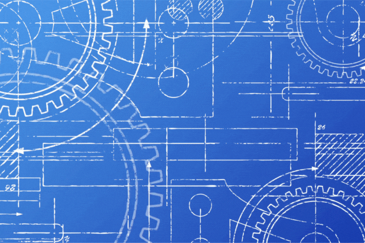 Grungy mechanical blueprint looping video