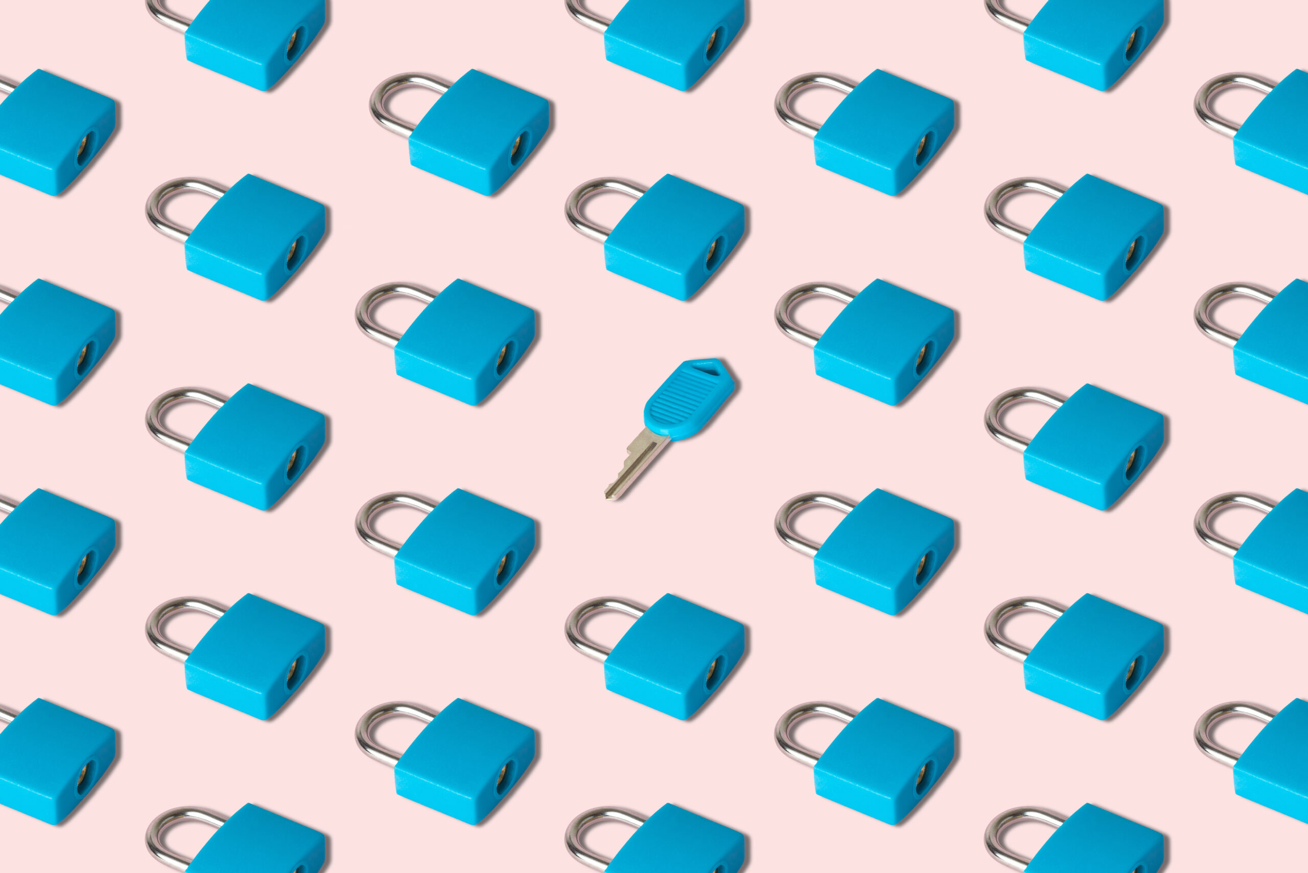 Closed key lock pattern with small key abstract composition.