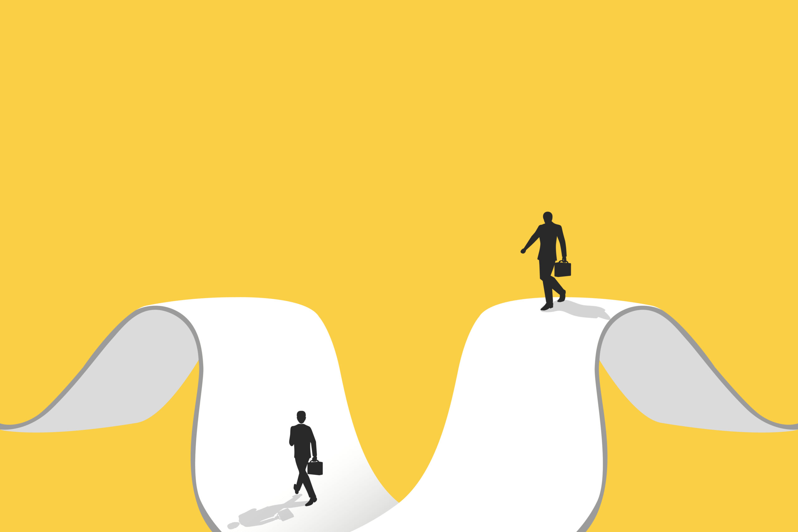 Downloaded Businessmen follow a path for business opportunities. visionary leadership different business routes. Symbol of ambition, motivation and long road ahead