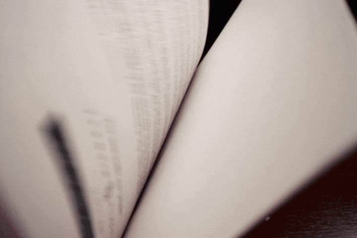 Quickly fanning through pages of a book in slow motion