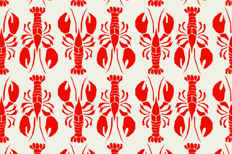 red lobster flat seamless pattern