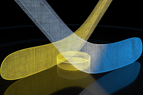 Holographic hockey background. Abstract sport image. Hockey network structure. Digital computer image. Generative picture. 3D illustration, 3D rendering