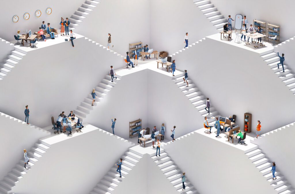 Businessmen, small groups, AI, Software