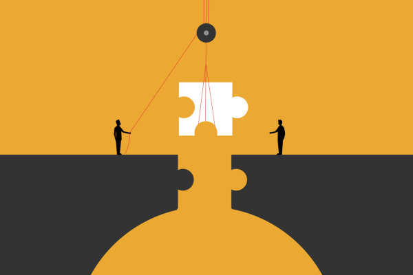 Bridge, Puzzle Piece, Businessmen, Technology, Modernization