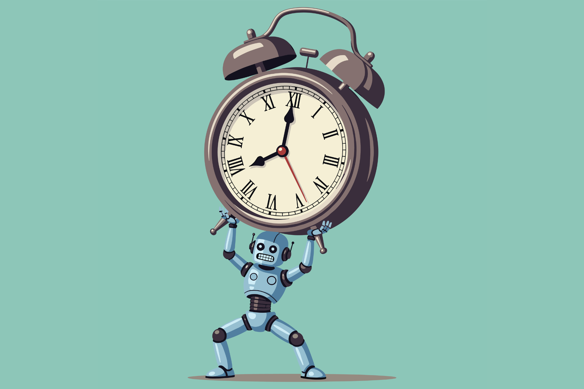 Robot holding clock