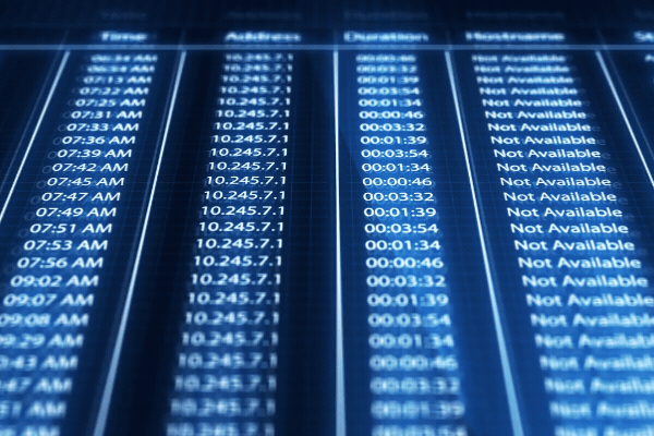 Panning over a computer digital screen of an IP address statistics - Cybercrime, breach, cybersecurity concept