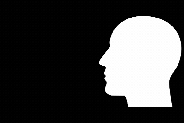 Binary Data Draining from Artificial Intelligence Human Head on Black Background