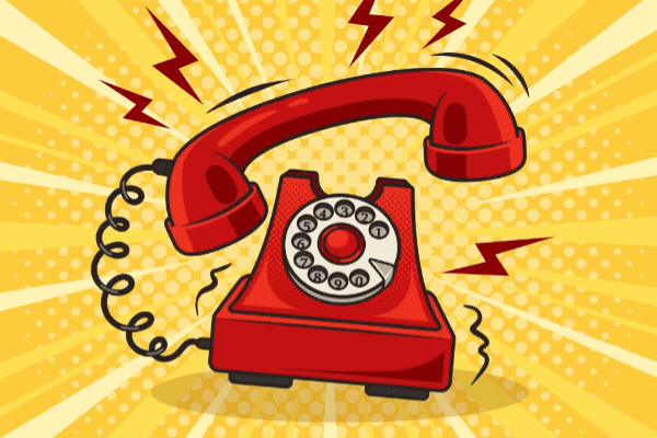 Red phone hot from calls pop art retro comic book style imitation