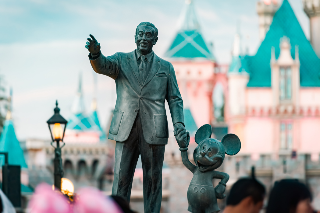 Walt Disney and Mickey Mouse in Disneyland