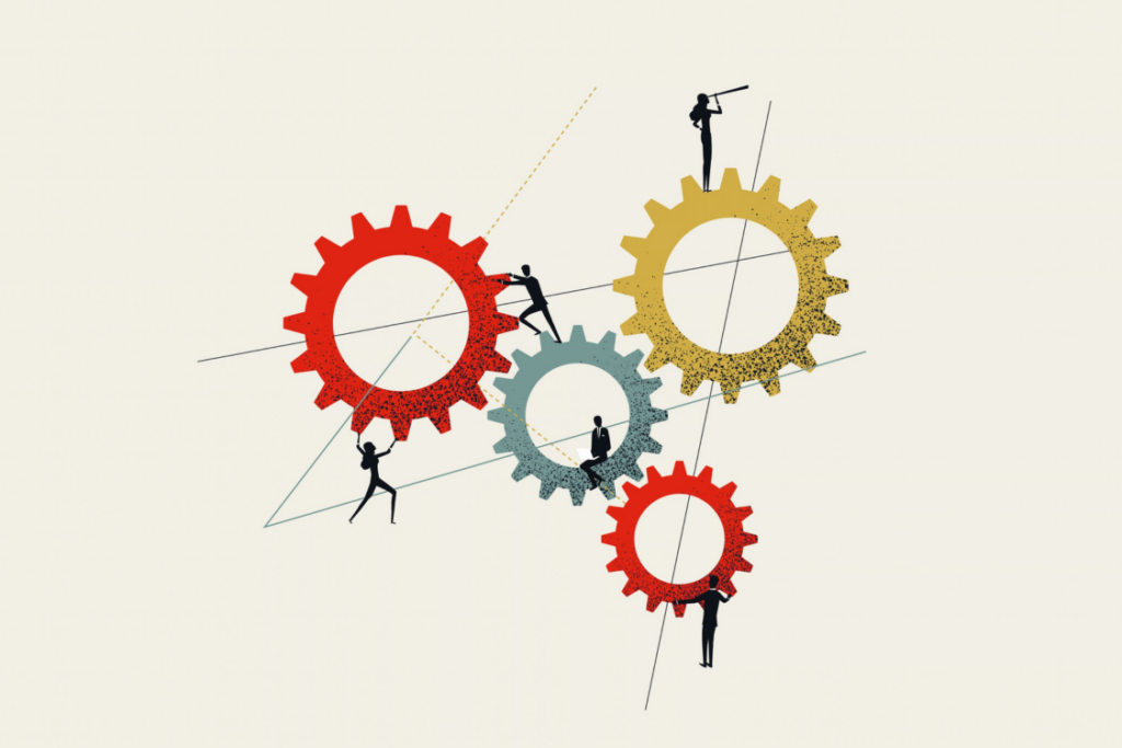 Business team and teamwork concept. Cooperation, process, solution.